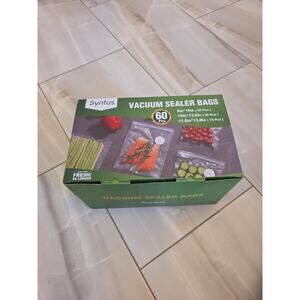 Syntus Vacuum Sealer Bags for Food, 60 Count Quart 8 x 10 10 x 13.8 11.8 x 14